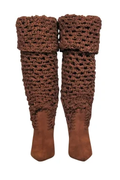 Yves Saint Laurent - Tan Suede Twine Soho Niki 105 Thigh High Boots Sz 9