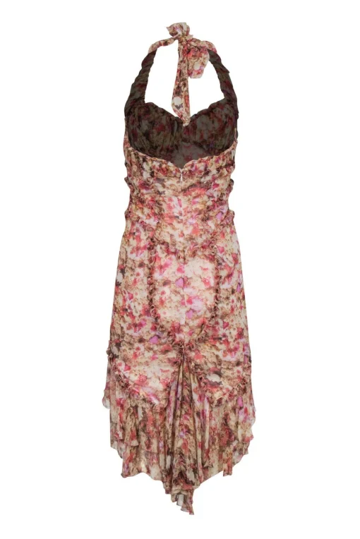 Zac Posen - Pink Floral Silk Halter Dress Sz 6