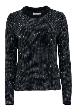 Zadig & Voltaire - Black & Rhinestone Crew Neck Sweater Sz M