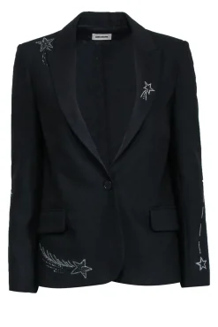 Zadig & Voltaire - Black Blazer w/ Shooting Star Detail Sz S