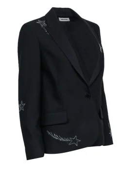 Zadig & Voltaire - Black Blazer w/ Shooting Star Detail Sz S