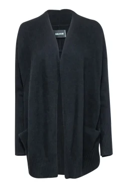 Zadig & Voltaire - Black Cashemere Blend Cardigan w/ Rhinestone “Punk” Back Sz XS/S