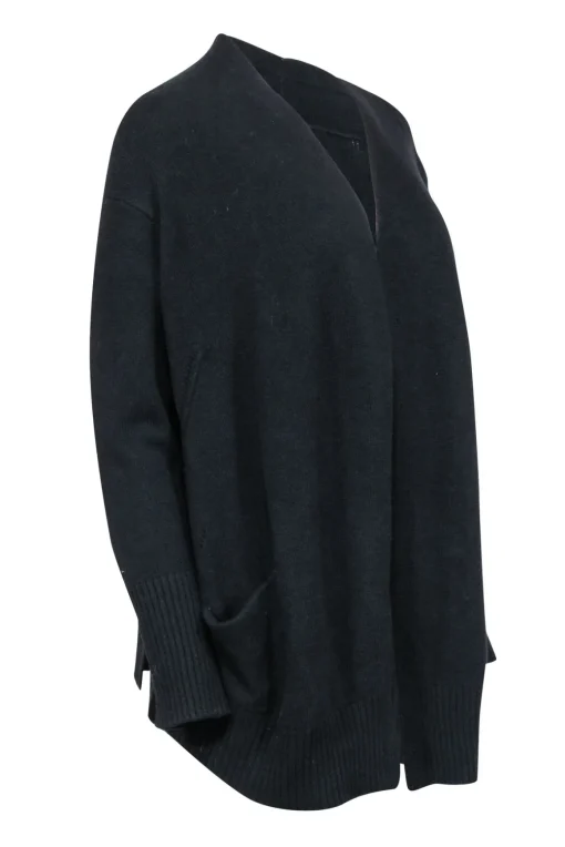 Zadig & Voltaire - Black Cashemere Blend Cardigan w/ Rhinestone “Punk” Back Sz XS/S