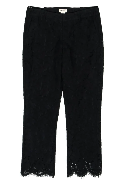 Zadig & Voltaire - Black Floral Lace Straight Leg Trousers Sz 10