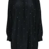 Zadig & Voltaire - Black Rhinetsone Mock Neck Shirt Dress Sz S