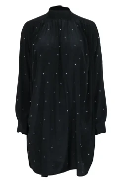 Zadig & Voltaire - Black Rhinetsone Mock Neck Shirt Dress Sz S