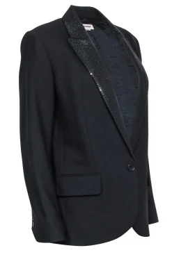 Zadig & Voltaire - Black Rhinestone Collar Blazer Sz M
