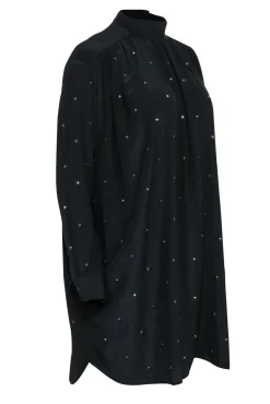 Zadig & Voltaire - Black Rhinetsone Mock Neck Shirt Dress Sz S