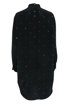 Zadig & Voltaire - Black Rhinetsone Mock Neck Shirt Dress Sz S