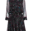 Zadig & Voltaire - Black w/ Multicolor Psychedelic Print Silk Chiffon Dress Sz L