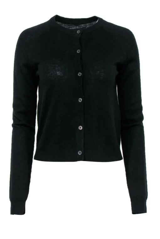 Zadig & Voltaire - Black Wool Blend Button-Up Cardigan w/ Sequin Elbow Patches Sz M