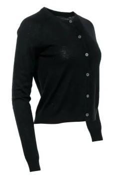 Zadig & Voltaire - Black Wool Blend Button-Up Cardigan w/ Sequin Elbow Patches Sz M