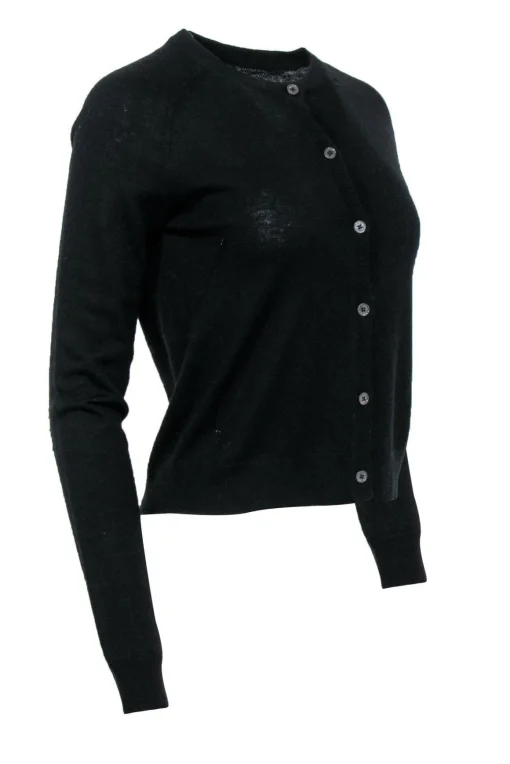Zadig & Voltaire - Black Wool Blend Button-Up Cardigan w/ Sequin Elbow Patches Sz M
