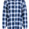 Zadig & Voltaire - Blue & White Plaid Flannel w/ Rhinestones Sz L