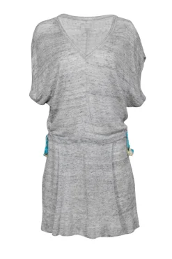 Zadig & Voltaire - Grey Knit Short Sleeve Drop Waist Dress Sz M
