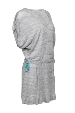 Zadig & Voltaire - Grey Knit Short Sleeve Drop Waist Dress Sz M