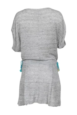 Zadig & Voltaire - Grey Knit Short Sleeve Drop Waist Dress Sz M