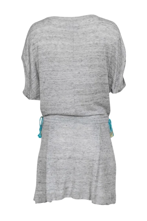 Zadig & Voltaire - Grey Knit Short Sleeve Drop Waist Dress Sz M