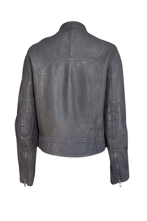 Zadig & Voltaire - Grey Sheep Leather Moto Jacket Sz L