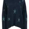 Zadig & Voltaire - Navy Cashmere Sweater w/ Green Stars Sz L
