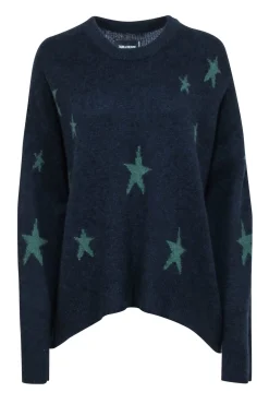 Zadig & Voltaire - Navy Cashmere Sweater w/ Green Stars Sz L