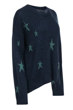 Zadig & Voltaire - Navy Cashmere Sweater w/ Green Stars Sz L