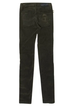 Zadig & Voltaire - Olive Green Corduroy High Waisted “Eva” Skinny Pants w/ Leather Trim Sz 2