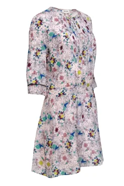 Zadig & Voltaire - Pale Pink Tattoo Print Silk "Remus" Dress Sz L