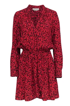 Zadig & Voltaire - Red & Black Floral Print "Rinka" Mini Dres Sz S
