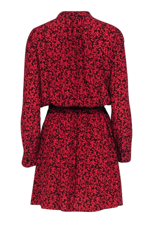 Zadig & Voltaire - Red & Black Floral Print "Rinka" Mini Dres Sz S