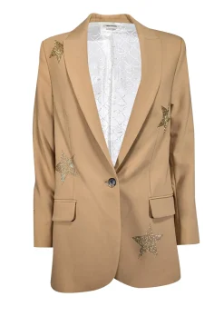 Zadig & Voltaire - Tan Blazer w/ Gold Rhinestone Hearts Sz M