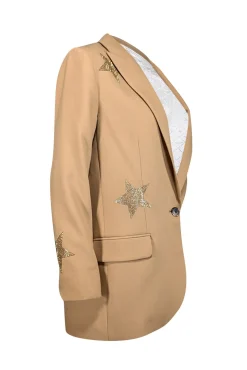 Zadig & Voltaire - Tan Blazer w/ Gold Rhinestone Hearts Sz M