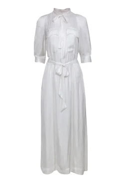 Zadig & Voltaire - White Satin Crop Sleeve Dress Sz S