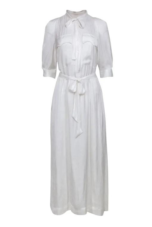 Zadig & Voltaire - White Satin Crop Sleeve Dress Sz S