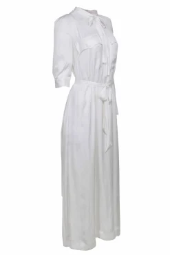 Zadig & Voltaire - White Satin Crop Sleeve Dress Sz S