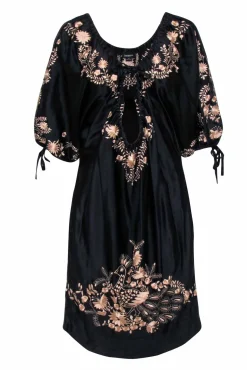 Zimmermann - Black Embroidered Oversized Shift Dress Sz 10