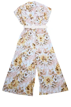 Zimmermann - Cream & Yellow Floral Print Linen Jumpsuit Sz 6