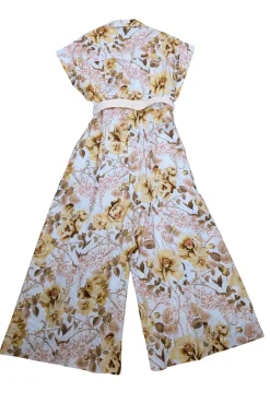 Zimmermann - Cream & Yellow Floral Print Linen Jumpsuit Sz 6