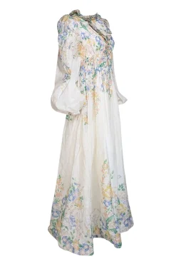 Zimmermann - Cream w/ Pastel Floral Print Organza Gown Sz 10