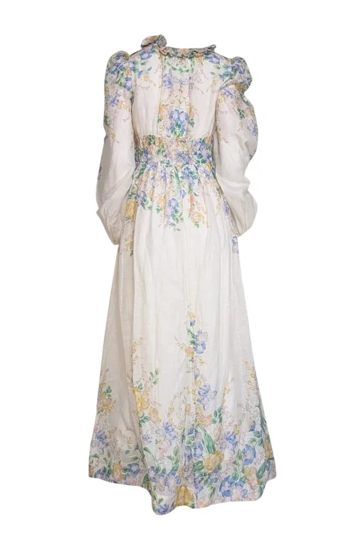 Zimmermann - Cream w/ Pastel Floral Print Organza Gown Sz 10
