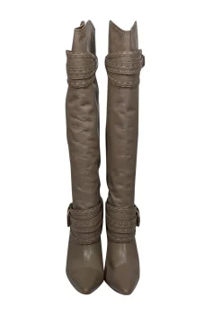 Zimmermann - Taupe Leather Knee High Heeled Boots Sz 10