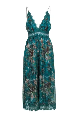Zimmermann - Teal Floral Print Silk Cami Style Jumpsuit w/ Wide Leg Sz 2